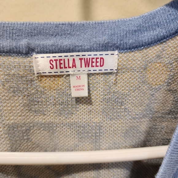 Stella Tweed Y2K Daisy Print V neck button Down Crop sweater size M - Picture 6 of 10